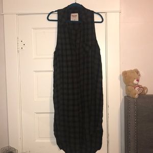 Mossimo Dress with navy/olive plaid.